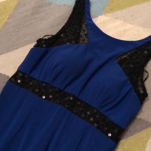 NWT Cache royal blue long formal w/ black accent - Picture 2 of 4